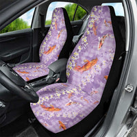 Purple Palaka Hawaiian And Japanese Car Seat Cover Sakura Lei With Koi Fish - Polynesian Pride