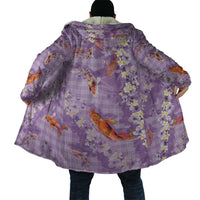 Purple Palaka Hawaiian And Japanese Cloak Sakura Lei With Koi Fish - Polynesian Pride