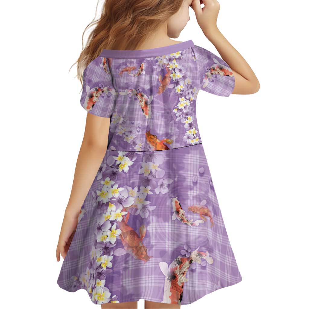 Purple Palaka Hawaiian And Japanese Family Matching Puletasi and Hawaiian Shirt Sakura Lei With Koi Fish DT05 - Polynesian Pride