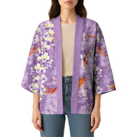 Purple Palaka Hawaiian And Japanese Kimono Sakura Lei With Koi Fish - Polynesian Pride