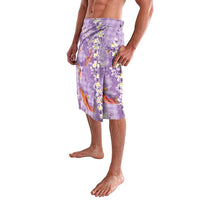 Purple Palaka Hawaiian And Japanese Lavalava Sakura Lei With Koi Fish - Polynesian Pride