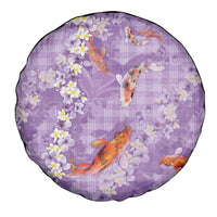 Purple Palaka Hawaiian And Japanese Spare Tire Cover Sakura Lei With Koi Fish - Polynesian Pride