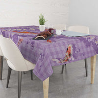 Purple Palaka Hawaiian And Japanese Tablecloth Sakura Lei With Koi Fish - Polynesian Pride
