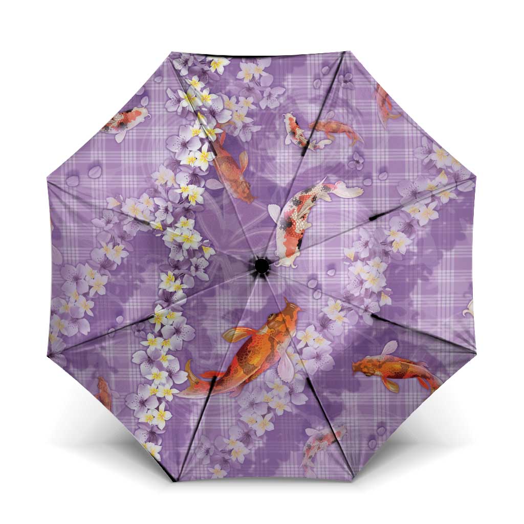 Purple Palaka Hawaiian And Japanese Umbrella Sakura Lei With Koi Fish - Polynesian Pride