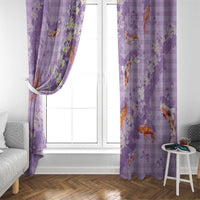 Purple Palaka Hawaiian And Japanese Window Curtain Sakura Lei With Koi Fish - Polynesian Pride