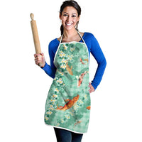 Green Palaka Hawaiian And Japanese Apron Sakura Lei With Koi Fish - Polynesian Pride