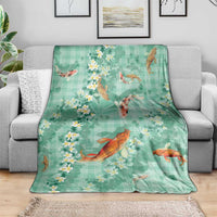 Green Palaka Hawaiian And Japanese Blanket Sakura Lei With Koi Fish - Polynesian Pride