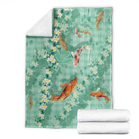 Green Palaka Hawaiian And Japanese Blanket Sakura Lei With Koi Fish - Polynesian Pride