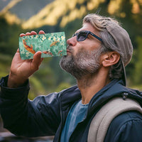 Green Palaka Hawaiian And Japanese 4 in 1 Can Cooler Tumbler Sakura Lei With Koi Fish - Polynesian Pride