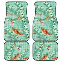 Green Palaka Hawaiian And Japanese Car Mats Sakura Lei With Koi Fish - Polynesian Pride