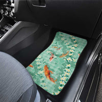 Green Palaka Hawaiian And Japanese Car Mats Sakura Lei With Koi Fish - Polynesian Pride