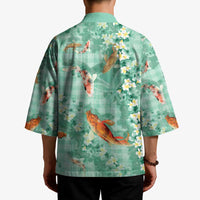 Green Palaka Hawaiian And Japanese Kimono Sakura Lei With Koi Fish - Polynesian Pride
