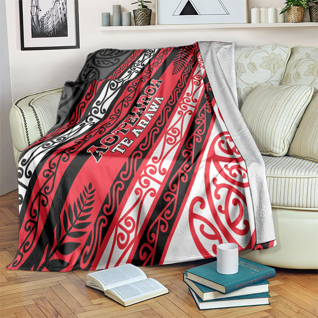 Aotearoa Te Arawa Blanket New Zealand Maori Tribal Fern Pattern DT05 Red - Polynesian Pride