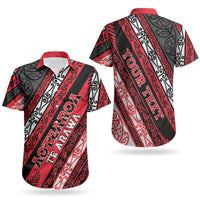 Personalised Aotearoa Te Arawa Couples Matching Short Sleeve Bodycon Dress and Hawaiian Shirt New Zealand Maori Tribal Fern Pattern
