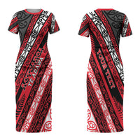 Personalised Aotearoa Te Arawa Couples Matching Short Sleeve Bodycon Dress and Long Sleeve Button Shirt New Zealand Maori Tribal Fern Pattern