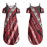 Personalised Aotearoa Te Arawa Couples Matching Summer Maxi Dress and Hawaiian Shirt New Zealand Maori Tribal Fern Pattern