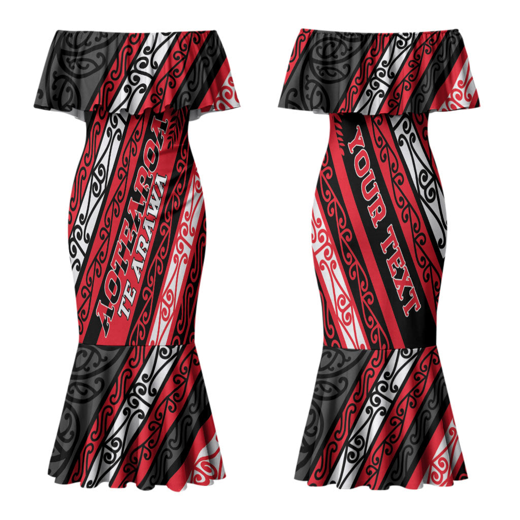 Personalised Aotearoa Te Arawa Family Matching Mermaid Dress and Hawaiian Shirt New Zealand Maori Tribal Fern Pattern