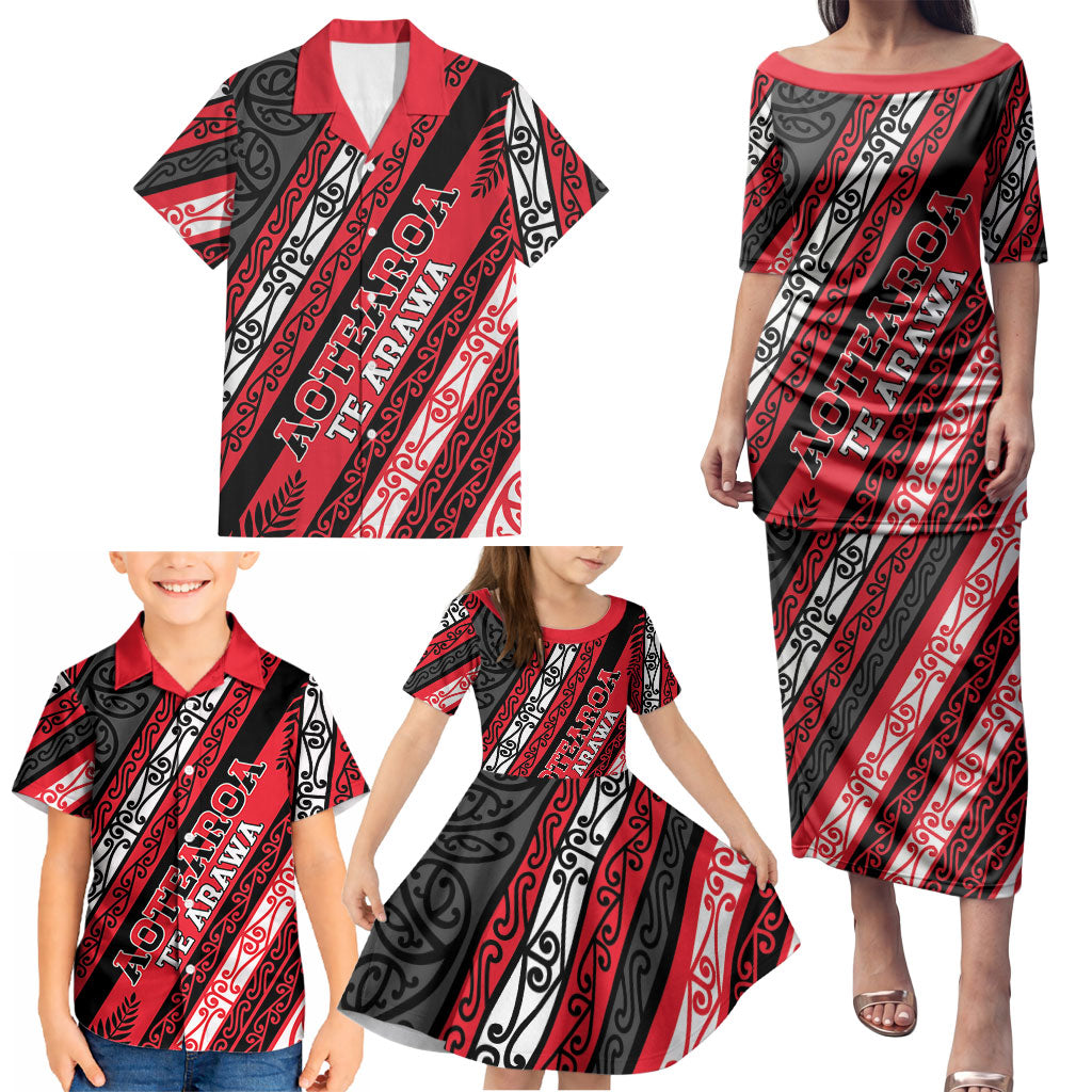 Personalised Aotearoa Te Arawa Family Matching Puletasi and Hawaiian Shirt New Zealand Maori Tribal Fern Pattern