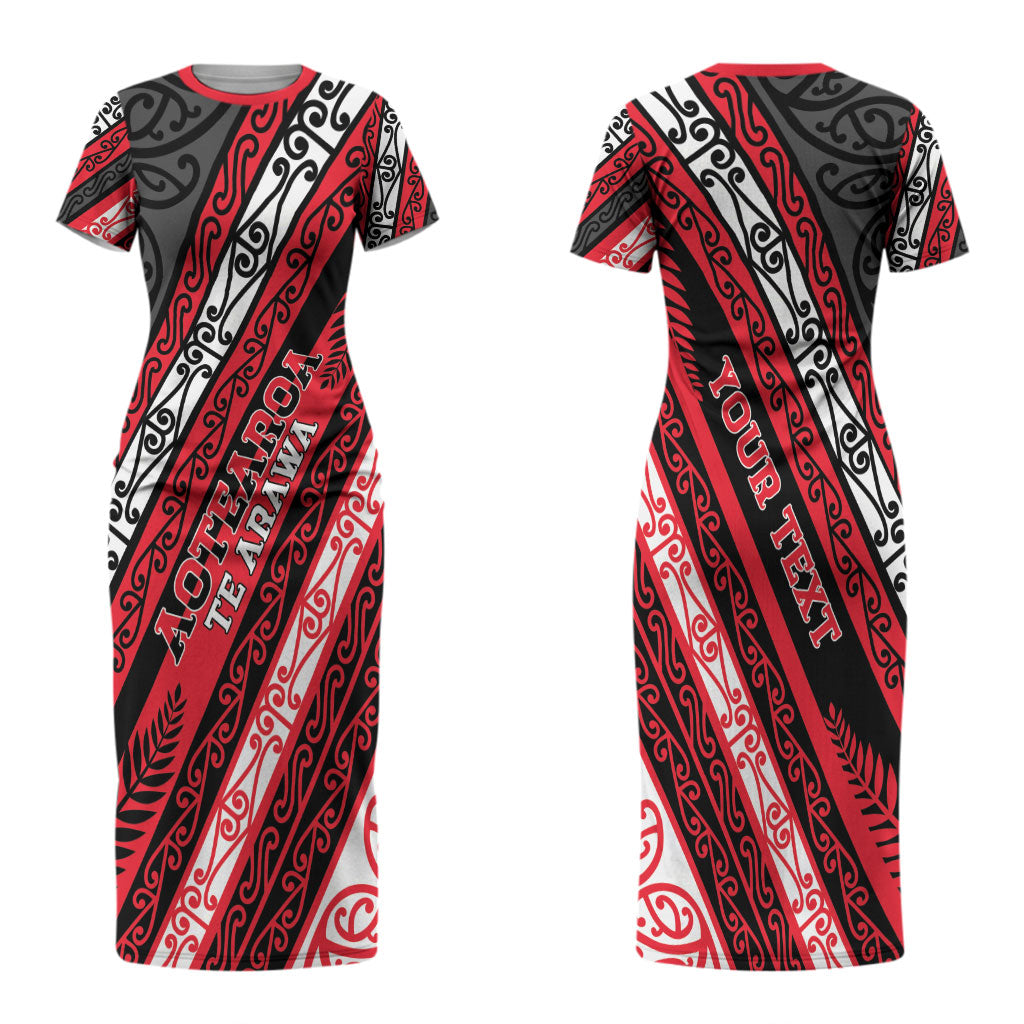 Personalised Aotearoa Te Arawa Family Matching Short Sleeve Bodycon Dress and Hawaiian Shirt New Zealand Maori Tribal Fern Pattern