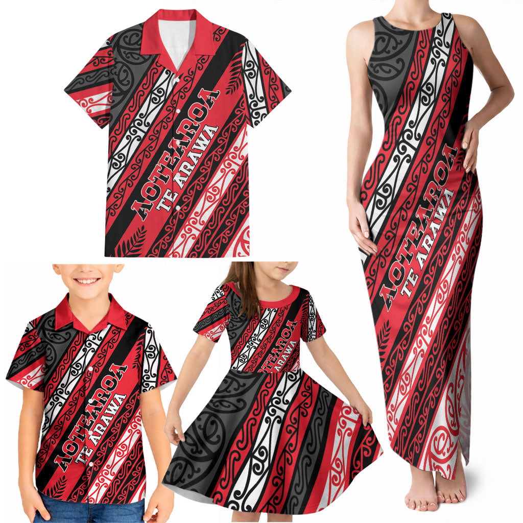 Personalised Aotearoa Te Arawa Family Matching Tank Maxi Dress and Hawaiian Shirt New Zealand Maori Tribal Fern Pattern DT05 - Polynesian Pride
