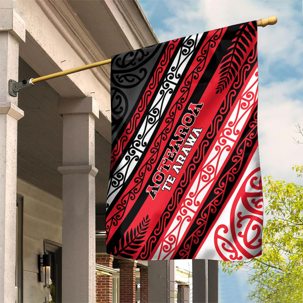 Aotearoa Te Arawa Garden Flag New Zealand Maori Tribal Fern Pattern DT05 House Flag Red - Polynesian Pride