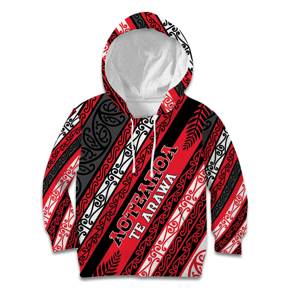 Personalised Aotearoa Te Arawa Kid Hoodie New Zealand Maori Tribal Fern Pattern