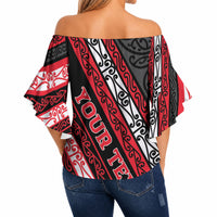 Personalised Aotearoa Te Arawa Off Shoulder Wrap Waist Top New Zealand Maori Tribal Fern Pattern DT05 - Polynesian Pride