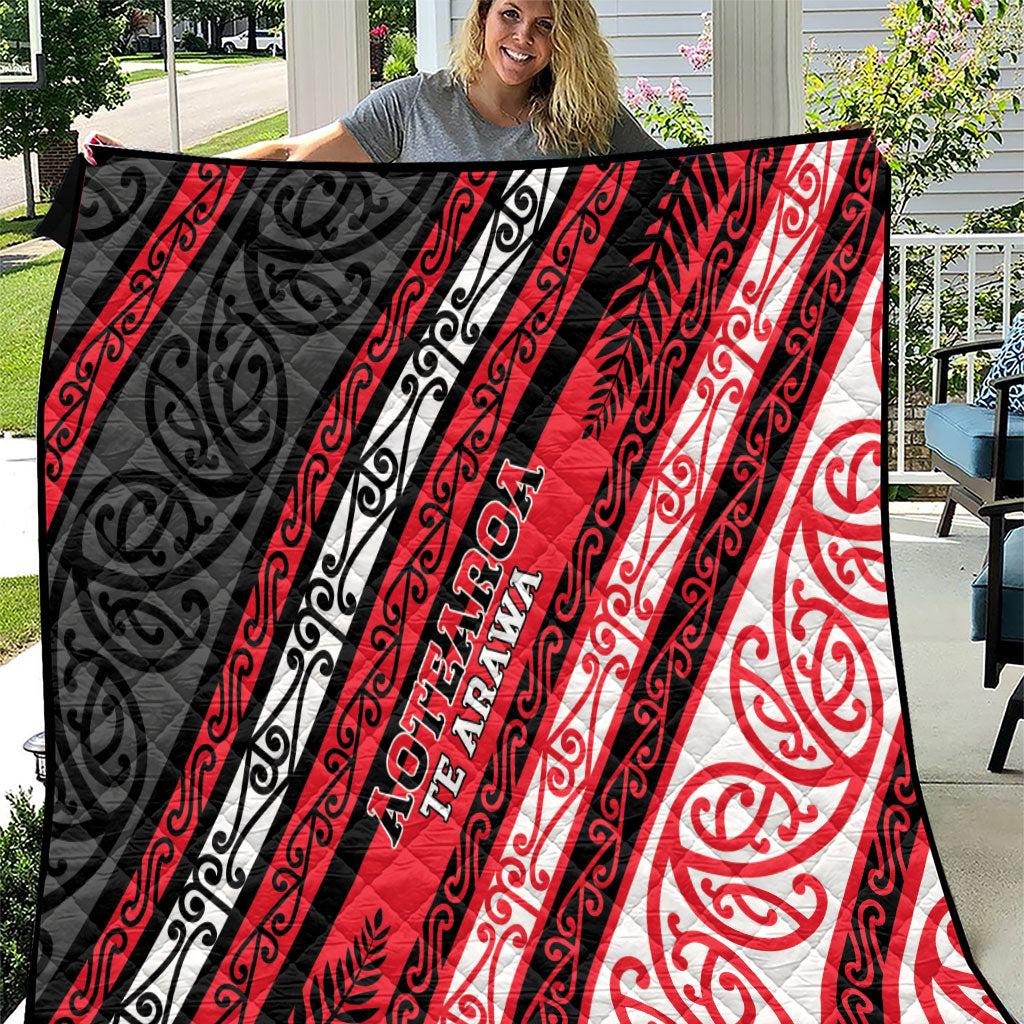 Aotearoa Te Arawa Quilt New Zealand Maori Tribal Fern Pattern DT05 Red - Polynesian Pride