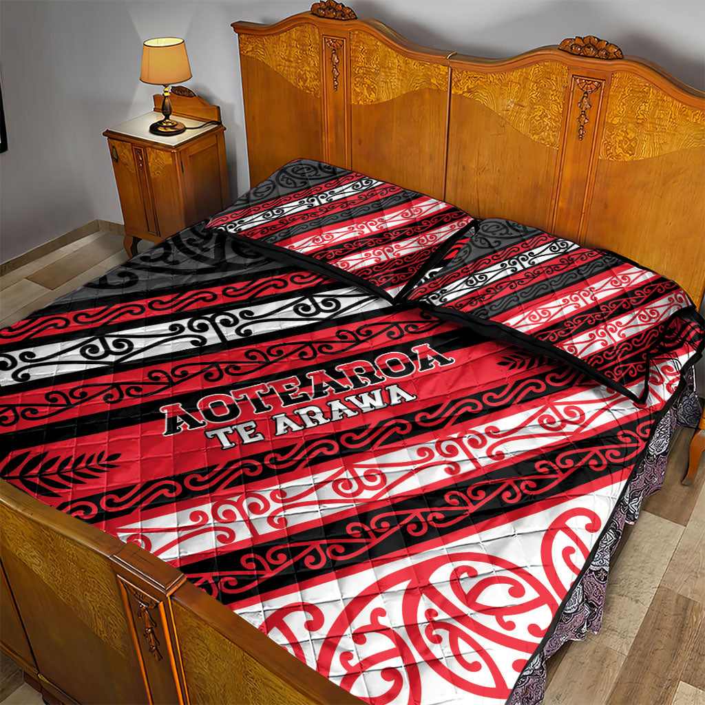 Aotearoa Te Arawa Quilt Bed Set New Zealand Maori Tribal Fern Pattern