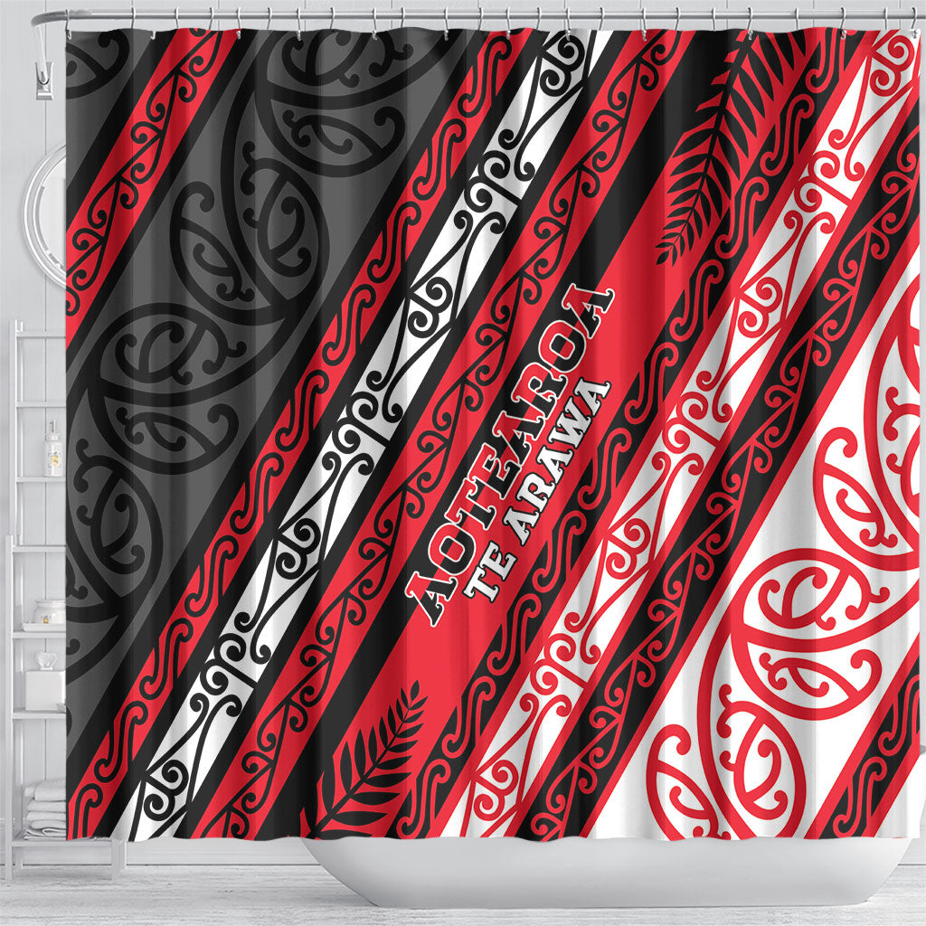 Aotearoa Te Arawa Shower Curtain New Zealand Maori Tribal Fern Pattern