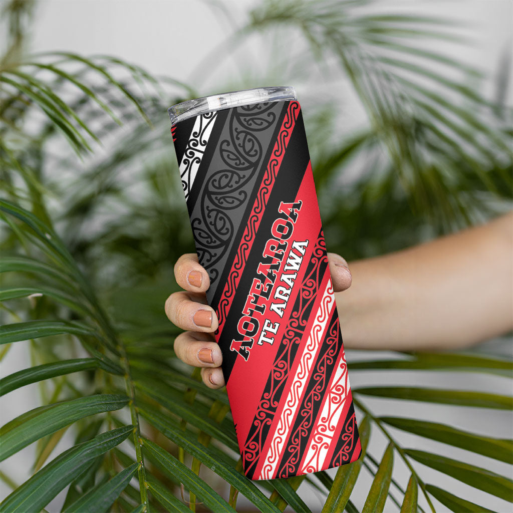Personalised Aotearoa Te Arawa Skinny Tumbler New Zealand Maori Tribal Fern Pattern