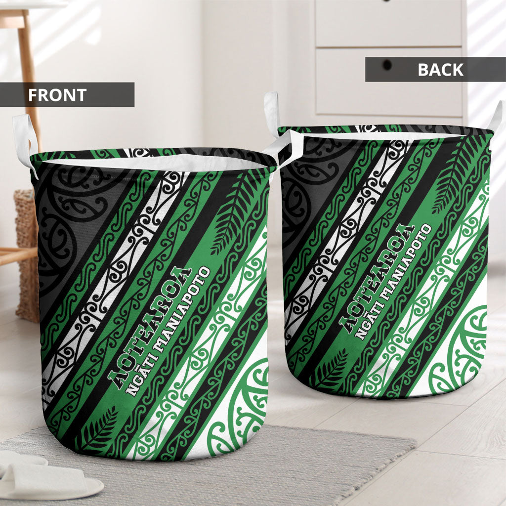 Aotearoa Ngati Maniapoto Laundry Basket New Zealand Maori Tribal Fern Pattern