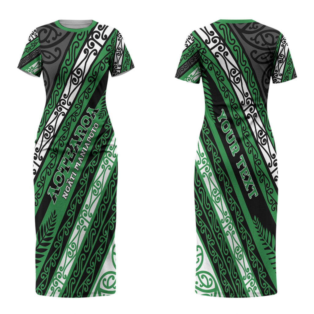 Personalised Aotearoa Ngati Maniapoto Couples Matching Short Sleeve Bodycon Dress and Long Sleeve Button Shirt New Zealand Maori Tribal Fern Pattern