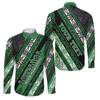 Personalised Aotearoa Ngati Maniapoto Family Matching Off The Shoulder Long Sleeve Dress and Hawaiian Shirt New Zealand Maori Tribal Fern Pattern