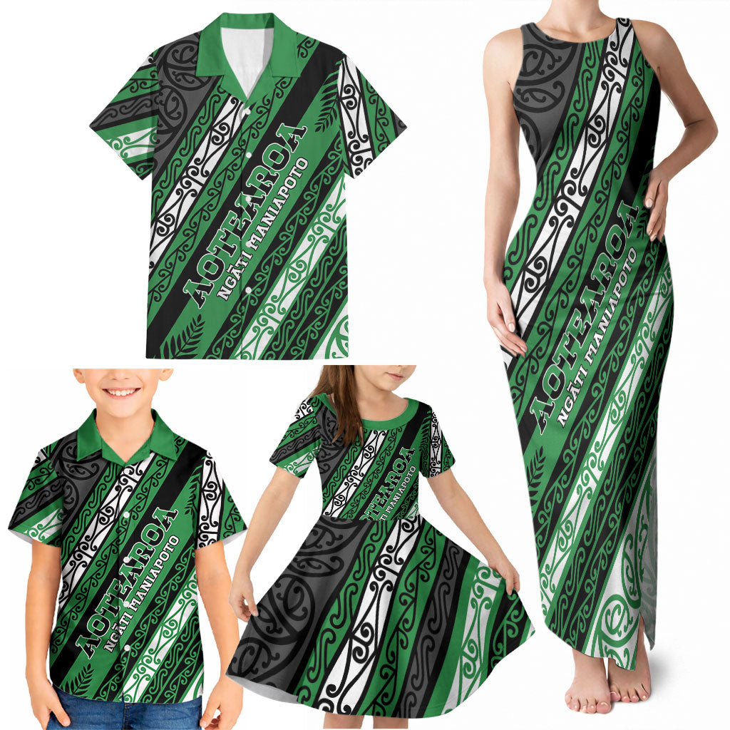 Personalised Aotearoa Ngati Maniapoto Family Matching Tank Maxi Dress and Hawaiian Shirt New Zealand Maori Tribal Fern Pattern DT05 - Polynesian Pride