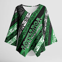 Personalised Aotearoa Ngati Maniapoto Kimono Sleeve Blouse New Zealand Maori Tribal Fern Pattern