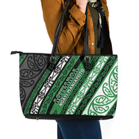 Aotearoa Ngati Maniapoto Leather Tote Bag New Zealand Maori Tribal Fern Pattern