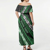 Personalised Aotearoa Ngati Maniapoto Off Shoulder Maxi Dress New Zealand Maori Tribal Fern Pattern