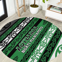 Aotearoa Ngati Maniapoto Round Carpet New Zealand Maori Tribal Fern Pattern