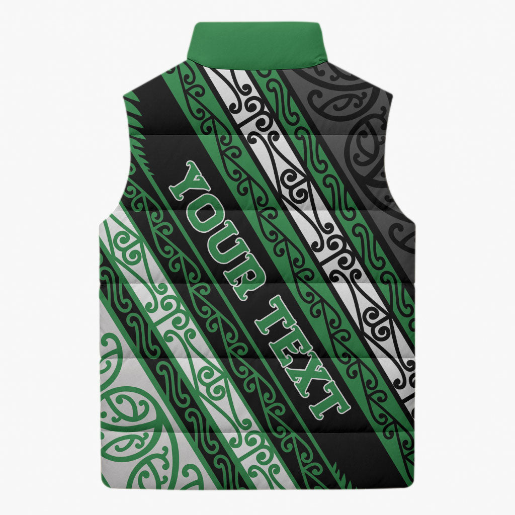 Personalised Aotearoa Ngati Maniapoto Sleeveless Puffer Jacket New Zealand Maori Tribal Fern Pattern