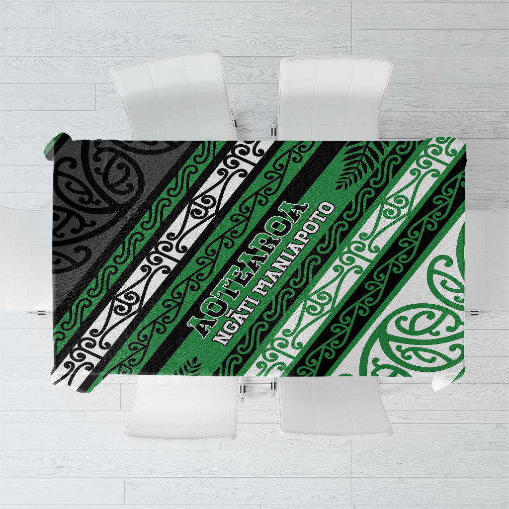 Aotearoa Ngati Maniapoto Tablecloth New Zealand Maori Tribal Fern Pattern DT05 Green - Polynesian Pride