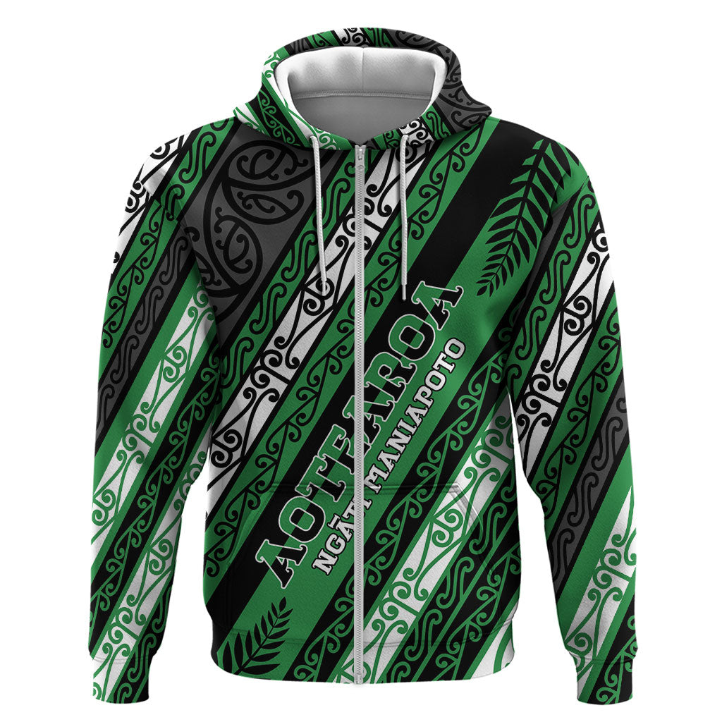 Personalised Aotearoa Ngati Maniapoto Zip Hoodie New Zealand Maori Tribal Fern Pattern