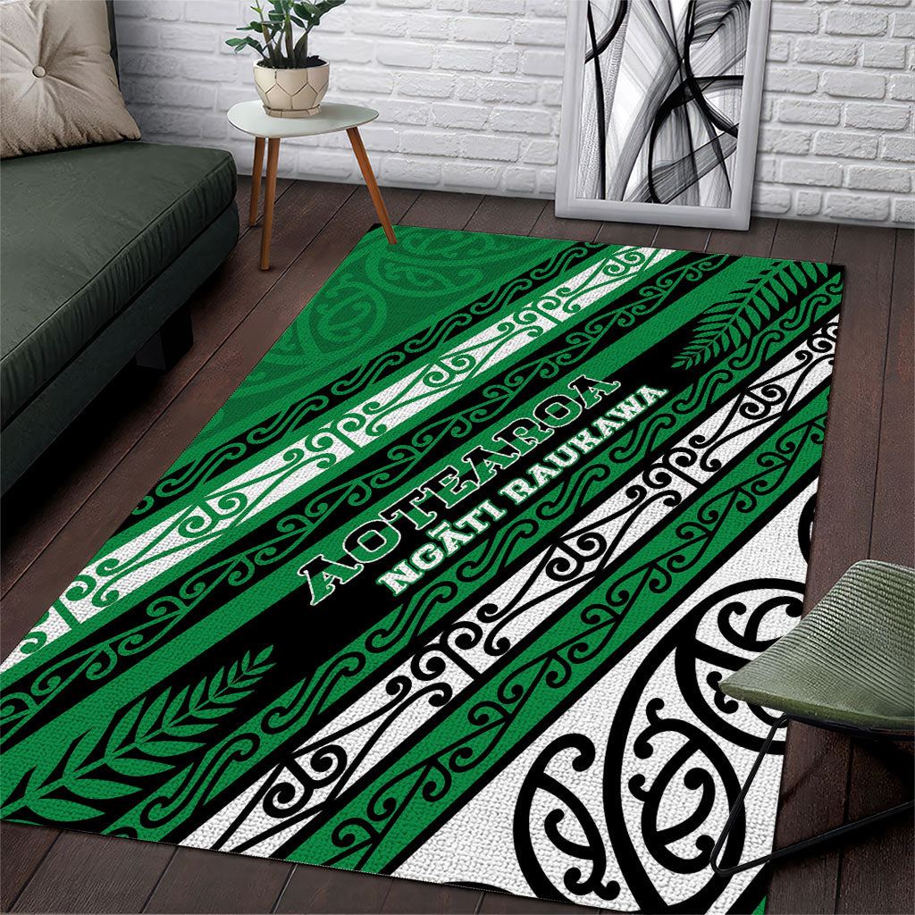 Aotearoa Ngati Raukawa Area Rug New Zealand Maori Tribal Fern Pattern