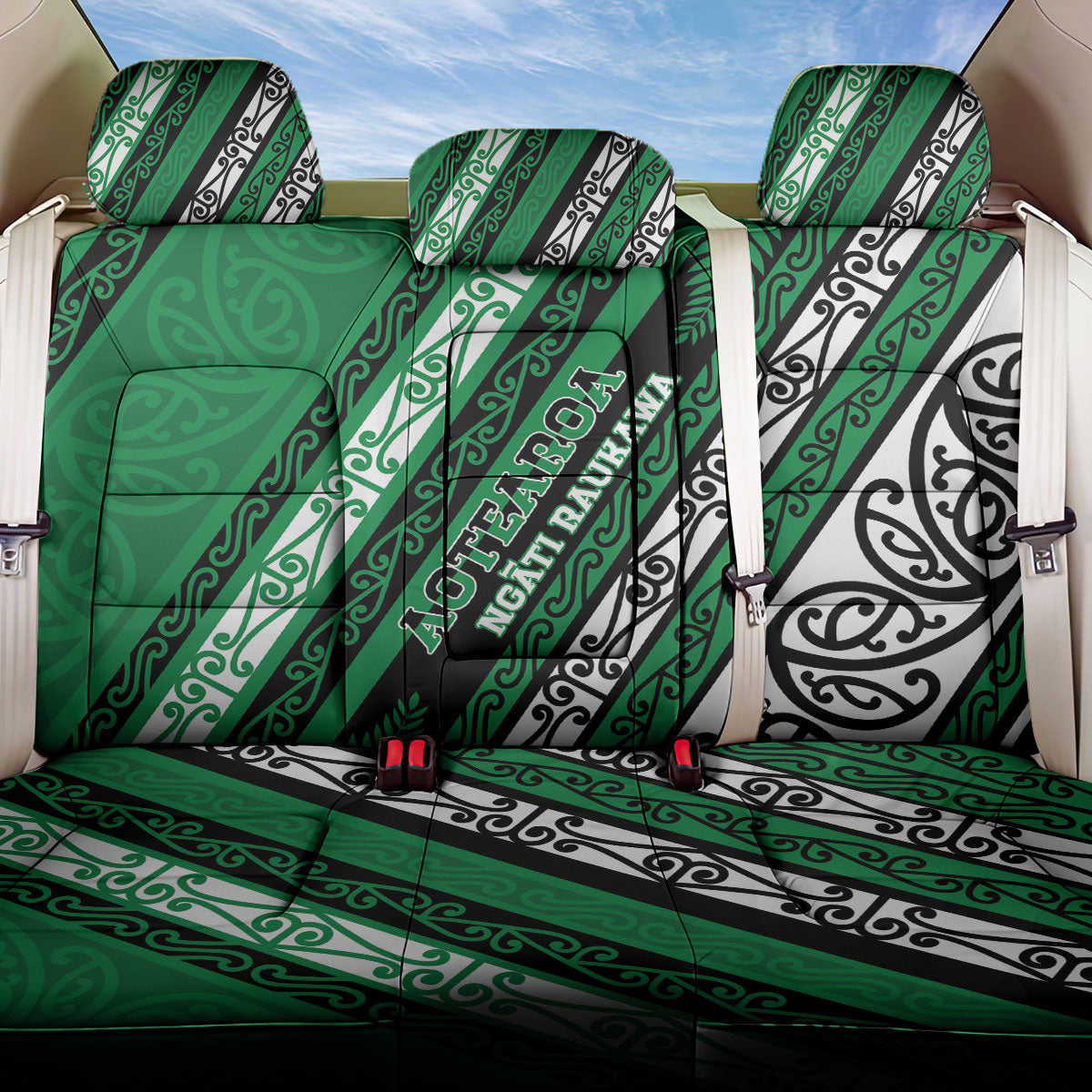Aotearoa Ngati Raukawa Back Car Seat Cover New Zealand Maori Tribal Fern Pattern