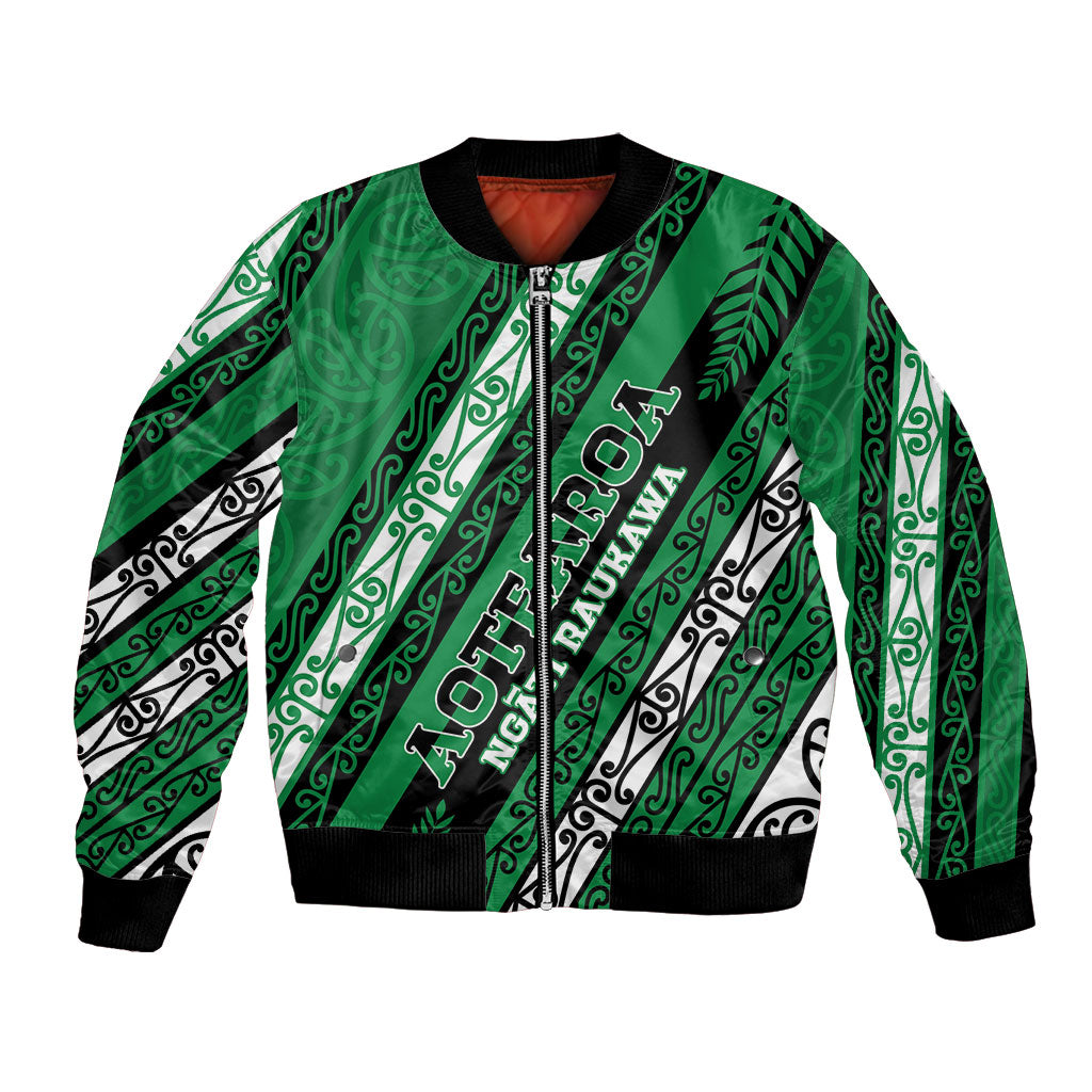 Personalised Aotearoa Ngati Raukawa Bomber Jacket New Zealand Maori Tribal Fern Pattern