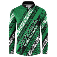 Personalised Aotearoa Ngati Raukawa Button Sweatshirt New Zealand Maori Tribal Fern Pattern