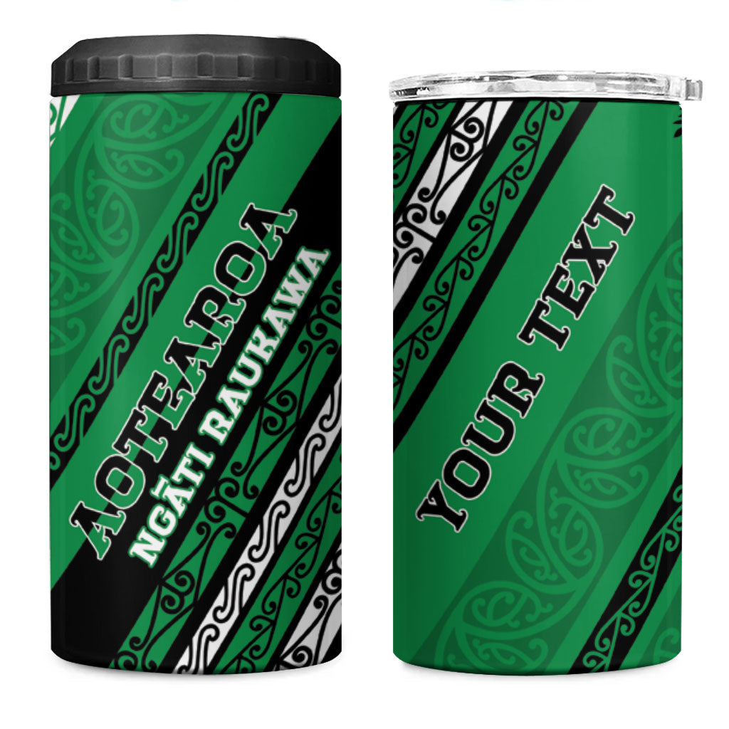 Personalised Aotearoa Ngati Raukawa 4 in 1 Can Cooler Tumbler New Zealand Maori Tribal Fern Pattern