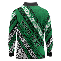Personalised Aotearoa Ngati Raukawa Long Sleeve Polo Shirt New Zealand Maori Tribal Fern Pattern