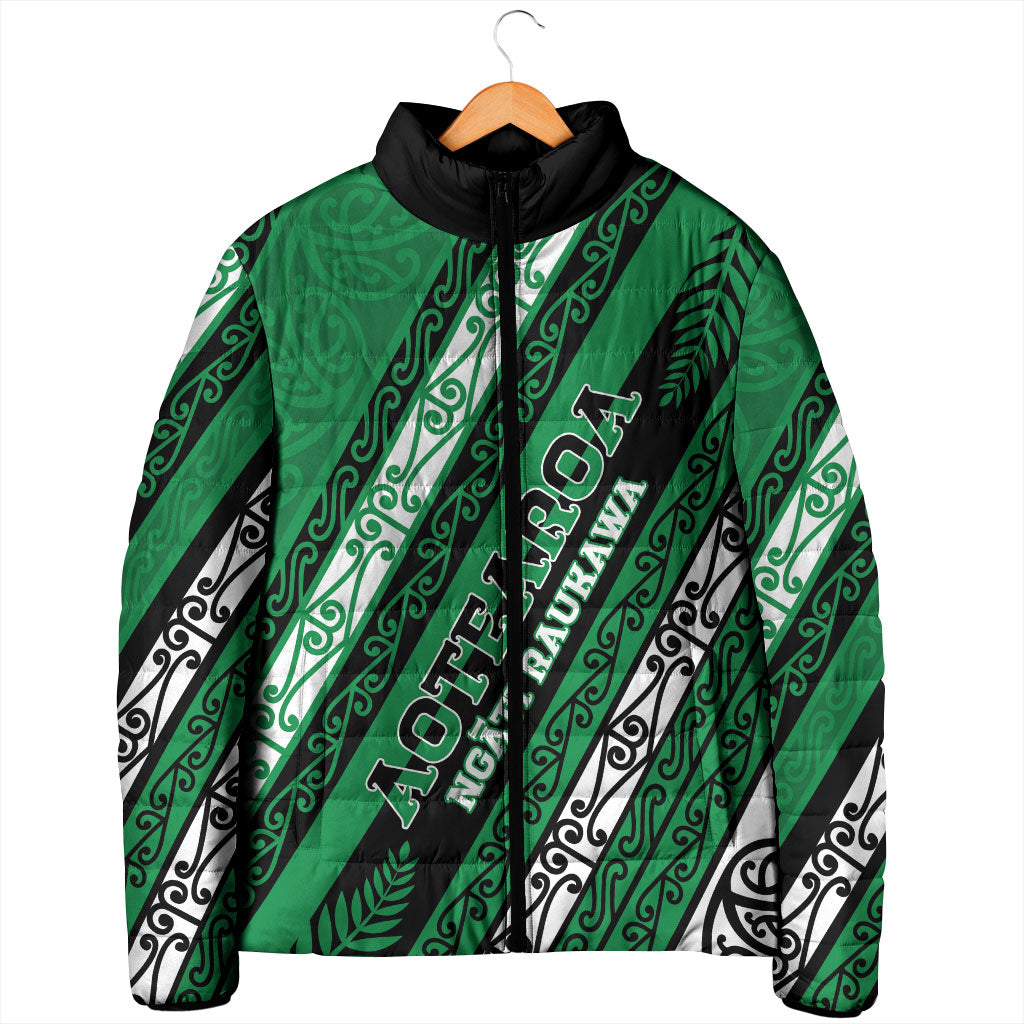 Personalised Aotearoa Ngati Raukawa Padded Jacket New Zealand Maori Tribal Fern Pattern