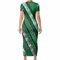 Personalised Aotearoa Ngati Raukawa Short Sleeve Bodycon Dress New Zealand Maori Tribal Fern Pattern